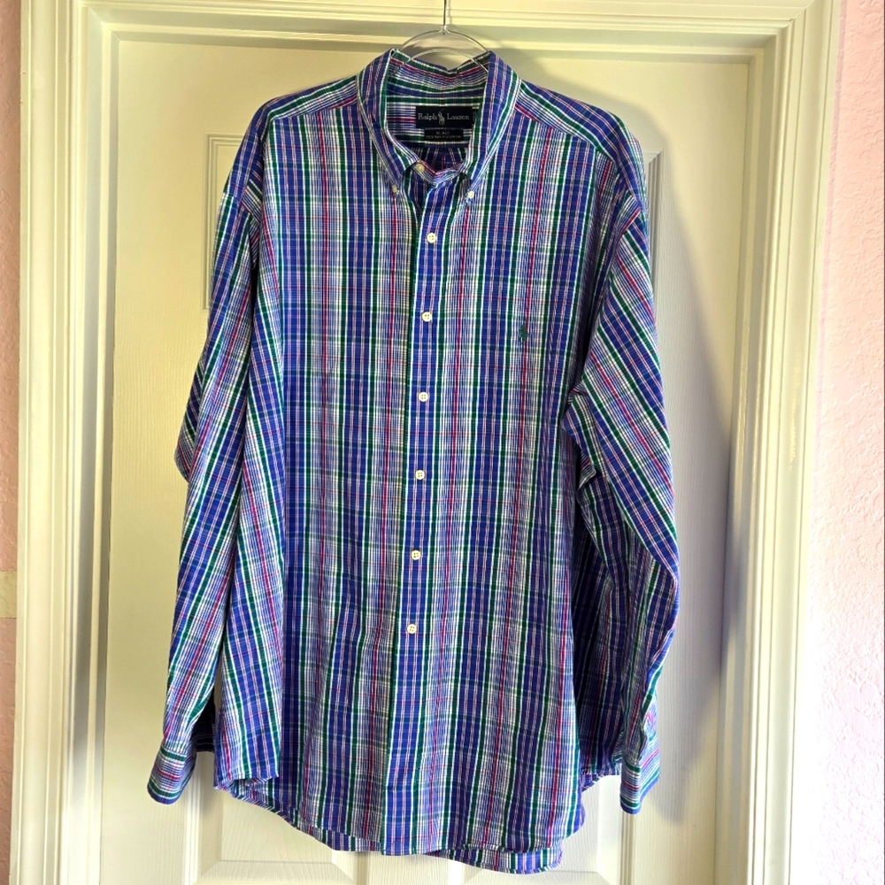 Polo Ralph Lauren Blake Plaid Long Sleeve Button Down Shirt XXL Blue Red Green
